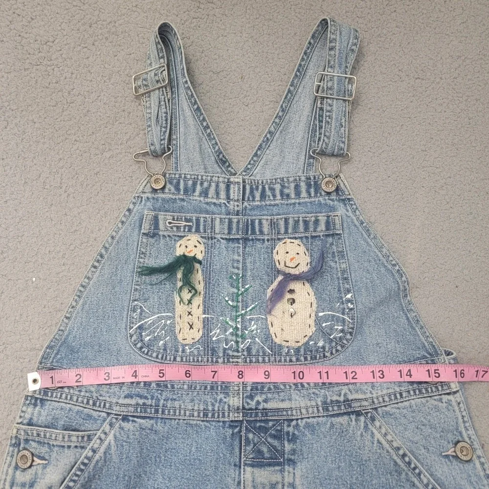 Gap Kids Girls Medium Wash Denim Bib Overalls Size XXL (14-16) Loose Embroidered